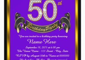 Purple and Gold 50th Birthday Invitations Purple and Gold 50th Birthday Party Invitation Zazzle