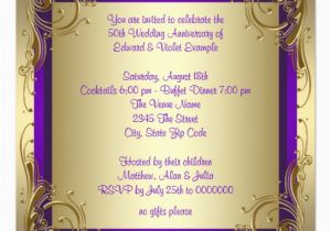 Purple and Gold 50th Birthday Invitations Purple and Gold 50th Wedding Anniversary Party 5 25