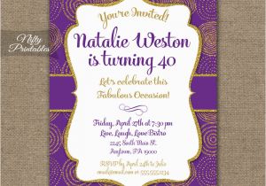Purple and Gold 50th Birthday Invitations Purple Gold Birthday Invitations Nifty Printables