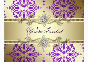 Purple and Gold 50th Birthday Invitations Purple Gold Damask Party Gt Gt Wedding Invitations