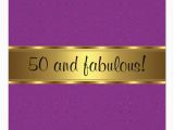 Purple and Gold 50th Birthday Invitations Purple Gold Fabulous 50th Birthday Party Invitation Zazzle