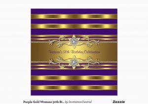 Purple and Gold 50th Birthday Invitations Purple Gold Womans 50th Birthday Party Invitation