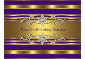 Purple and Gold 50th Birthday Invitations Purple Gold Womans 50th Birthday Party Invitation Zazzle