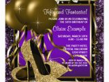 Purple and Gold Birthday Decorations Personalized Womans Purple Birthday Party Invitations