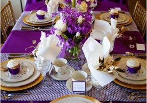 Purple and Gold Birthday Decorations Purple and Gold Dinner Party Tablescape B Lovely events