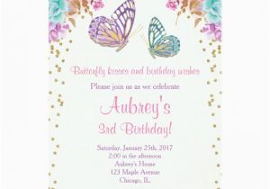 Purple butterfly Birthday Invitations butterfly Birthday Invitation Pink Purple Gold Card