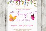 Purple butterfly Birthday Invitations butterfly Birthday Invitations Pink Purple Garden Flowers