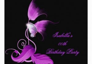 Purple butterfly Birthday Invitations Floral Pink Purple butterfly Black Birthday Party 5 25