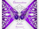Purple butterfly Birthday Invitations Personalized Purple Tiara Quinceanera Invitations