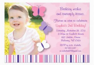 Purple butterfly Birthday Invitations Pink Purple butterfly Photo Birthday Invitation 5 Quot X 7