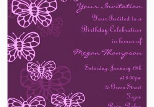 Purple butterfly Birthday Invitations Purple Pink butterfly Birthday Invitation Zazzle Com Au