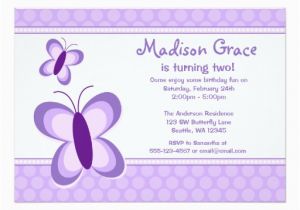 Purple butterfly Birthday Invitations Purple Polka Dot butterfly Birthday Invitations Zazzle