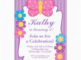 Purple butterfly Birthday Invitations Purple Striped butterfly Birthday Party Invitation 5 Quot X 7