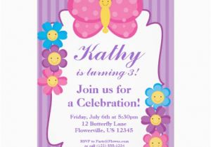Purple butterfly Birthday Invitations Purple Striped butterfly Birthday Party Invitation 5 Quot X 7