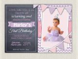 Purple First Birthday Invitations 1st Birthday Invitation Purple and Pink Girls Chalkboard