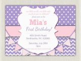 Purple First Birthday Invitations 1st Birthday Invitation Purple and Pink Girls Purple