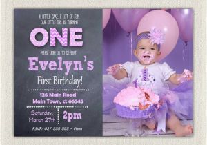 Purple First Birthday Invitations 1st Birthday Invitation Purple Girls Chalkboard Birthday