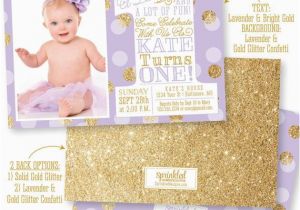 Purple First Birthday Invitations First Birthday Girl Invitation Photo Card Lavender