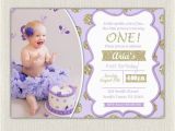 Purple First Birthday Invitations First Birthday Invitation Gold and Purple Princess