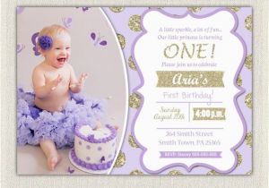 Purple First Birthday Invitations First Birthday Invitation Gold and Purple Princess