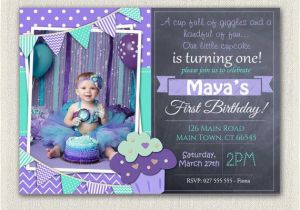Purple First Birthday Invitations First Birthday Invitation Printable Download 1st Birthday