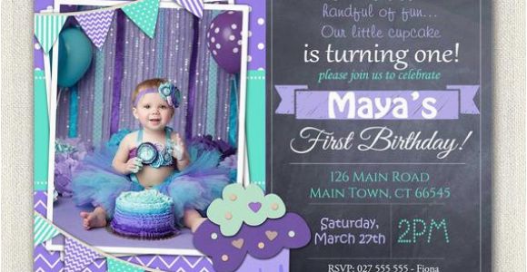 Purple First Birthday Invitations First Birthday Invitation Printable Download 1st Birthday