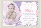 Purple First Birthday Invitations First Birthday Invitation Purple and Pink Girls Purple