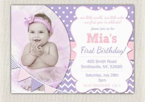 Purple First Birthday Invitations First Birthday Invitation Purple and Pink Girls Purple