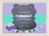 Purple First Birthday Invitations Girls 1st Birthday Invitation Printable First Birthday