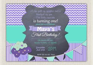 Purple First Birthday Invitations Girls 1st Birthday Invitation Printable First Birthday