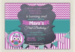 Purple First Birthday Invitations Girls 1st Birthday Invitation Purple Green Owl