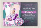 Purple First Birthday Invitations Girls 1st Birthday Invitation Purple Green Owl