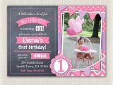 Purple First Birthday Invitations Pink and Purple 1st Birthday Invitation Girls Chalkboard