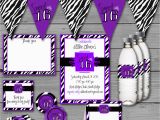 Purple Zebra Birthday Decorations Sweet 16 Zebra Print Instant Download by Fancyshmancynotes