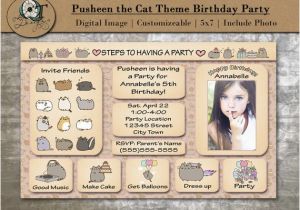 Pusheen Birthday Invitations Custom Pusheen the Cat Birthday Party by Qualitytimedesigns