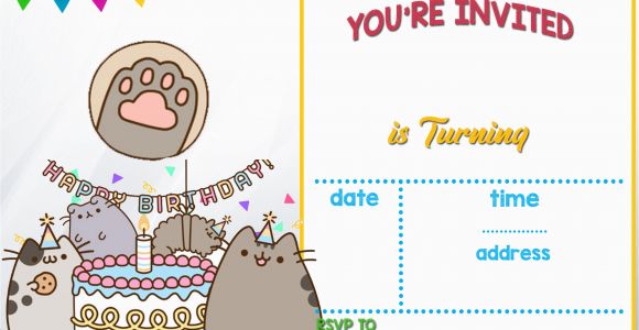 Pusheen Birthday Invitations Free Printable Pusheen Birthday Invitation Template Free