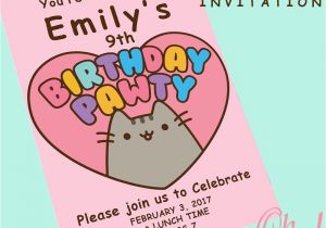 Pusheen Birthday Invitations Pusheen theme Party Invitation by Ohwowdesign On Etsy