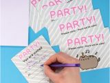 Pusheen Birthday Invitations Thumbs Up Uk Pusheen Party Invites