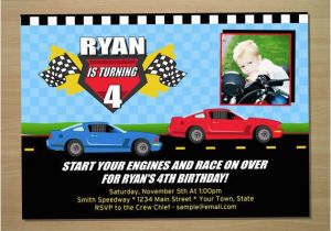 Race Car Birthday Invitations with Photo Race Car Birthday Invitation Digital File by Squigglesdesigns