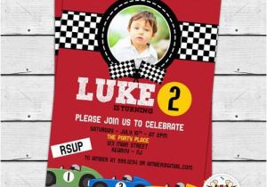 Race Car Birthday Invitations with Photo Racing Car Birthday Party Photo Invitation Race Car