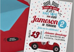 Race Car Birthday Invitations with Photo Red Racing Car Invitation Diy Race Car Birthday Party