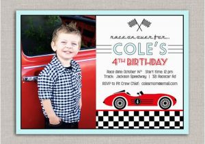 Race Car Birthday Invitations with Photo Vintage Race Car Birthday Invitation