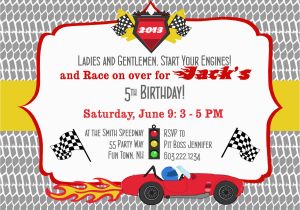 Race Car Birthday Invites Birthday Party Invitation Race Car Race Cars Boy Birthday