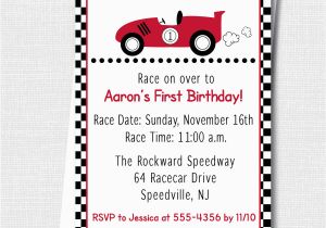 Race Car themed Birthday Invitations Custom Race Car Invitation Race Car theme Party Boy