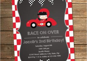 Race Car themed Birthday Invitations Race Car Birthday Invitation Boy Birthday Second Birthday