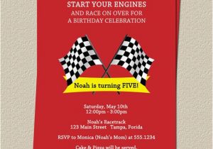 Race Car themed Birthday Invitations Race Track Birthday Party Invitations Boys Red