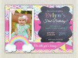 Rainbow 1st Birthday Invitations Girls 1st Birthday Rainbow Invitation by Pixieperfectparties