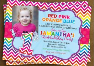 Rainbow 1st Birthday Invitations Rainbow 1st Birthday Invitation Photo Invitation Rainbow