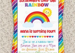Rainbow 1st Birthday Invitations Rainbow 1st Birthday Invitations