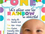 Rainbow First Birthday Invitations Dream Designs Photography Rainbow 1st Birthday Invitation